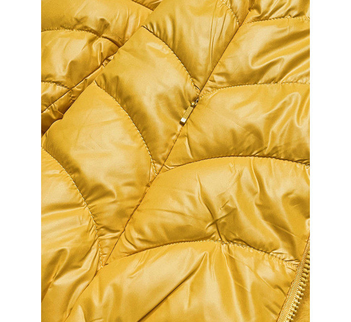 Žlutá krátká oboustranná dámská bunda pro přechodné období (M832A)