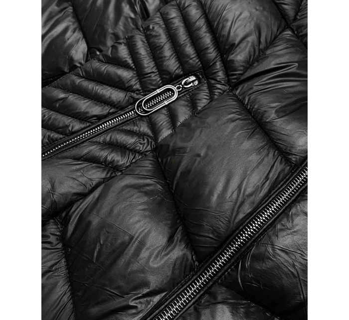 Černá krátká dámská bunda pro přechodné období (B8069-1)