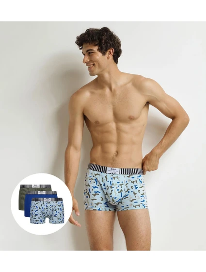 Pánské módní boxerky 3 ks model 21339558 BOXER 3x  modrá - DIM