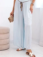 Dámské kalhoty z viskózy se širokými nohavicemi modrý