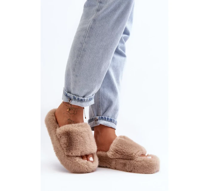 Dámské kožešinové pantofle béžové Biella Dámské kožešinové pantofle béžové Biella