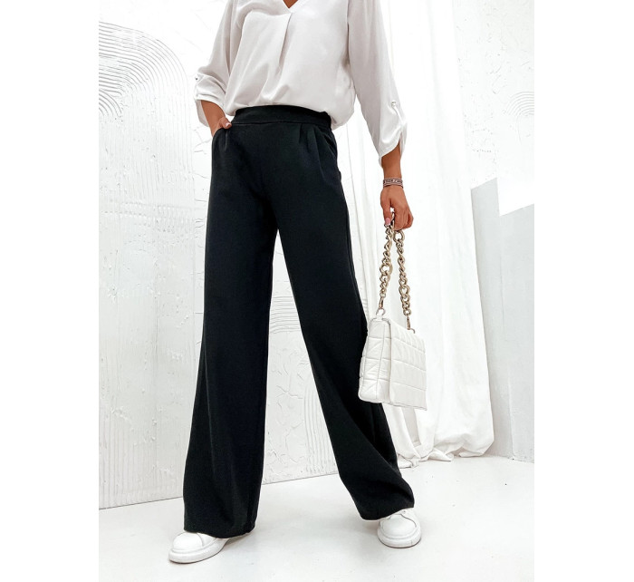 Elegantní černé dámské kalhoty (8247)