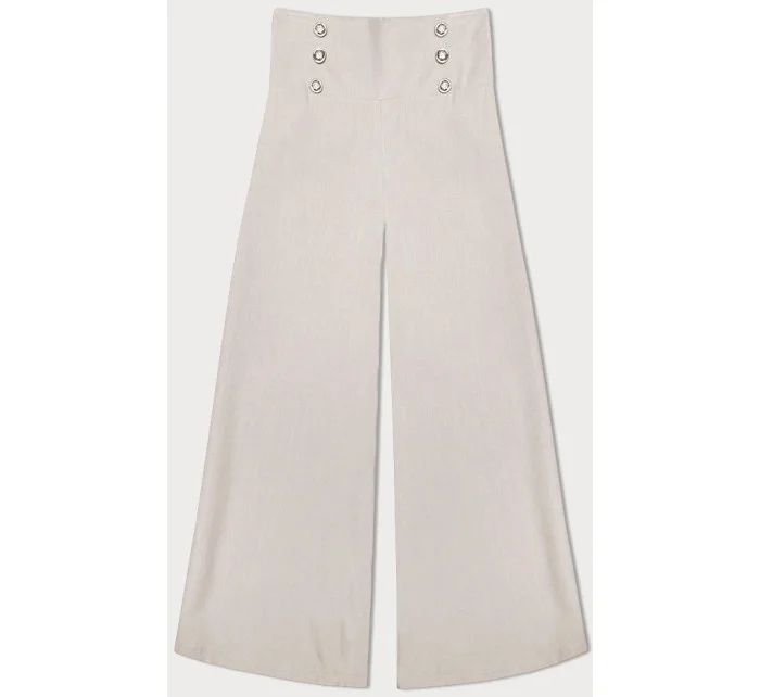 Světle béžové elegantní široké dámské kalhoty model 20159963 - MADE IN ITALY