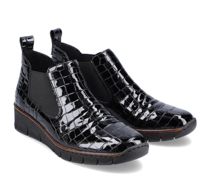 Kožené boty z hadí kůže Rieker W R474 černé Kožené boty z hadí kůže Rieker W R474 černé