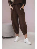 Bavlněná mikina kalhoty set hnědý Bavlněná mikina kalhoty set hnědý