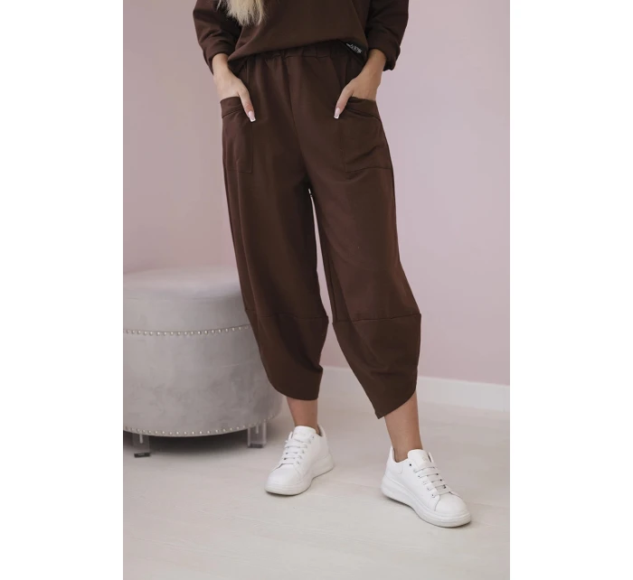 Bavlněná mikina kalhoty set hnědý Bavlněná mikina kalhoty set hnědý