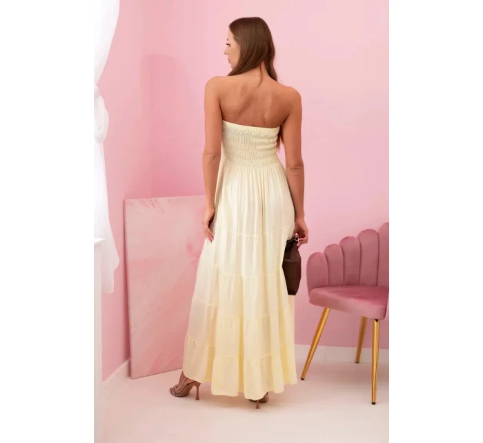 Dámské viskózové šaty s elastickým topem žlutý Dámské viskózové šaty s elastickým topem žlutý