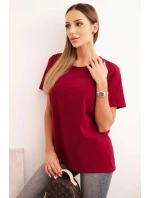 Dámská bavlněná blůza klasického střihu bordová Dámská bavlněná blůza klasického střihu bordová