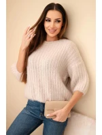 Svetr dámský z mohéru s krátkým rukávem béžový