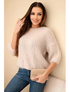 Svetr dámský z mohéru s krátkým rukávem béžový