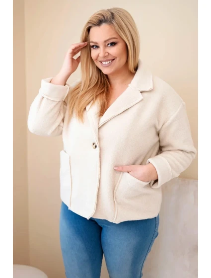 Dámská bunda Plus Size s  a kapsami béžová model 21908689 - K-Fashion