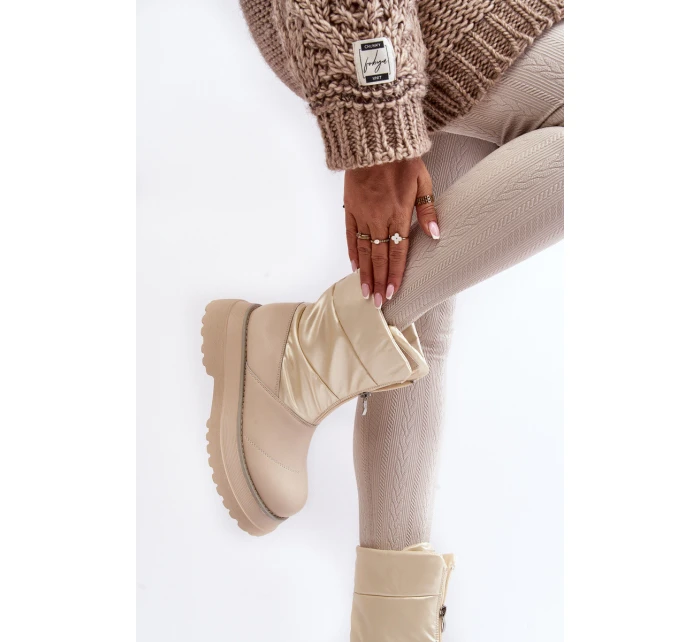 Dámské sněhové boty s podrážkou  Bežové model 21639066 - Goe