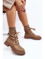 Dámské botky se šňůrkou a světle béžovou podkolenkou Gentiana