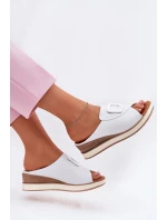 Dámské kožené pantofle na klínu Artiker 56C2149 oranžové