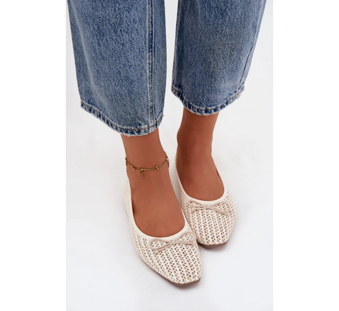 Baleríny S Pletením A Mašlí Ecru model 21744492 - Boto Baleríny S Pletením A Mašlí Ecru model 21744492 - Boto