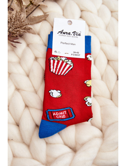 Pánské ponožky se vzory popcornu červené