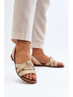 Zazoo Pohodlné kožené nazouvací sandály, béžová Zazoo Pohodlné kožené nazouvací sandály, béžová