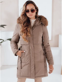 Dámská zimní bunda parka s kapucí tmavě béžová FashionStreet TY5084