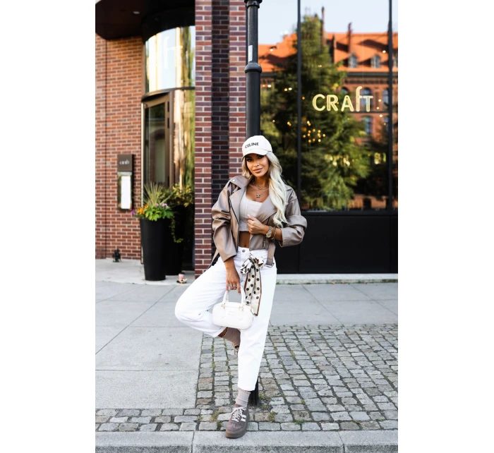 z měkké s páskem a asymetrickým zipem cappuccino model 21322452 - numoco basic