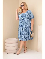 Dámské viskózové šaty Plus Size s krátkým rukávem a vzorem model 22043112 - K-Fashion