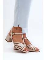 dámské sandály na podpatku  Béžové model 21659197 - SERGIO LEONE