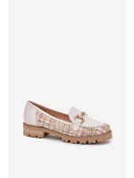 Dámské Kožené Mokasíny Se Zlatým Světle Béžové model 21697365 - Laura Messi