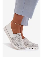 Dámské nazouvací kožené polobotky Maciejka 03512-70 Bílá-Stříbrná