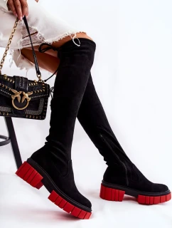 Dámské semišové boty Workers Černá a červená Cheera