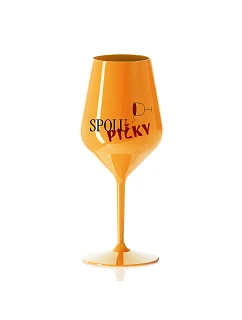 SPOLUPIČKY - oranžová nerozbitná sklenice na víno 470 ml