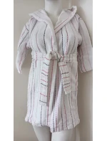 AKCE - Dívčí župan s kapucí 9114 0100 bílý s proužkem - Vestis AKCE - Dívčí župan s kapucí 9114 0100 bílý s proužkem - Vestis