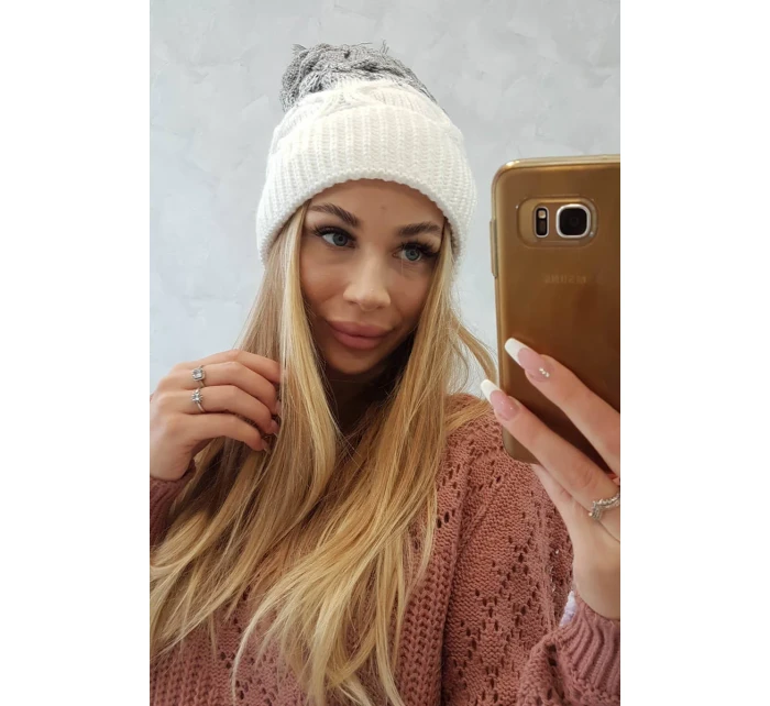 Fleecová čepice Alice K248 bílá+šedá Fleecová čepice Alice K248 bílá+šedá