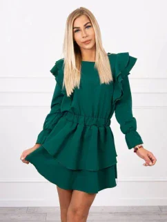 Šaty se model 20753767 volány tmavě zelené - K-Fashion