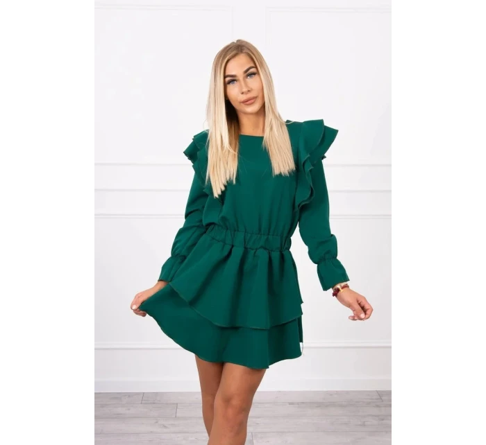 Šaty se model 20753767 volány tmavě zelené - K-Fashion