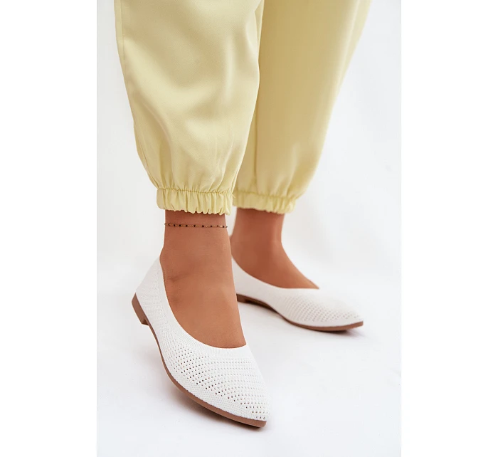 Síťované Materiálové Baleríny Dámské Bílé Sarina Síťované Materiálové Baleríny Dámské Bílé Sarina