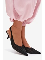 Dámské sandály z síťovaného materiálu na jehlovém podpatku Černé Emiliana Dámské sandály z síťovaného materiálu na jehlovém podpatku Černé Emiliana