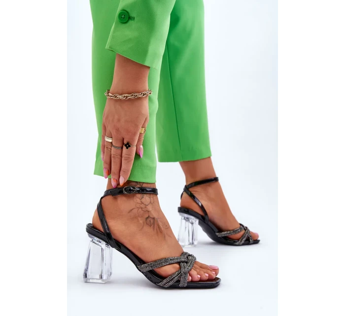 Kožené Sandály Na Průhledné Bar černé Randy Kožené Sandály Na Průhledné Bar černé Randy