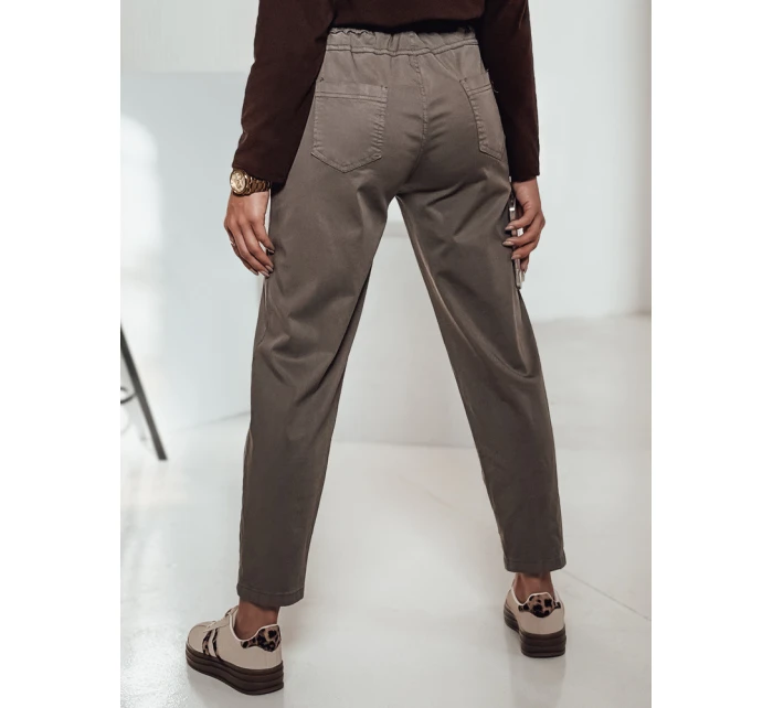 Dámské kalhoty LEOCINCIN v jedné velikosti s páskem khaki FashionStreet UY2262