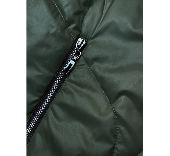 Tmavě zelená dámská bunda s odepínací kapucí model 18851537 - S'WEST Tmavě zelená dámská bunda s odepínací kapucí model 18851537 - S'WEST
