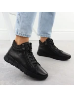 Černé dámské kožené nepromokavé boty Rieker N1305-00 Černé dámské kožené nepromokavé boty Rieker N1305-00