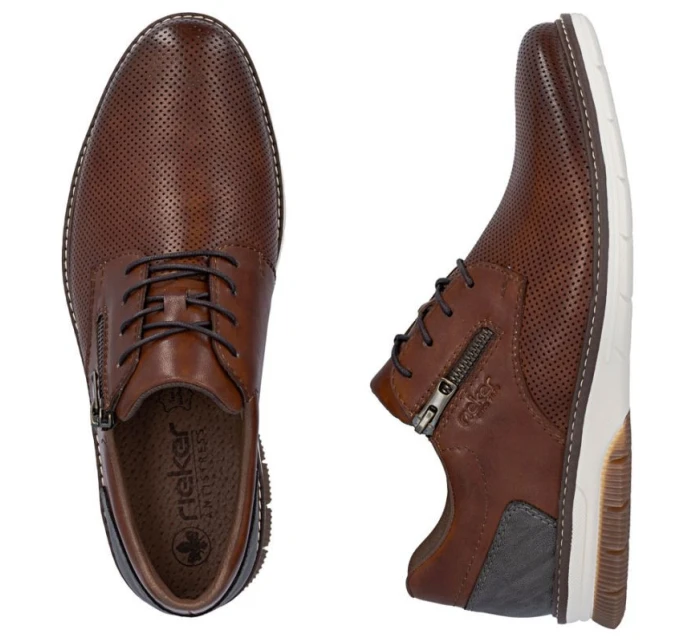 Pánské pohodlné hnědé kožené polobotky Rieker 14412-24