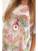 Dámská bavlněná blůza s motivem motýlů s krátkým rukávem bílá Dámská bavlněná blůza s motivem motýlů s krátkým rukávem bílá