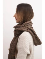 Dámský klasický vlněný šátek s copánkovým vzorem model 21876039 mocca - K-Fashion