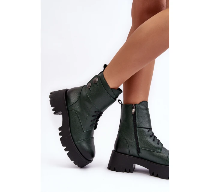 Kůže Dámské Botky Workery Zelené Lemar model 21637681 - Boto