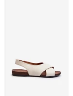 Dámské Kožené Sandály Béžové model 21664492 - Zazoo