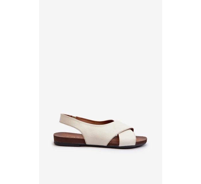 Dámské Kožené Sandály Béžové model 21664492 - Zazoo