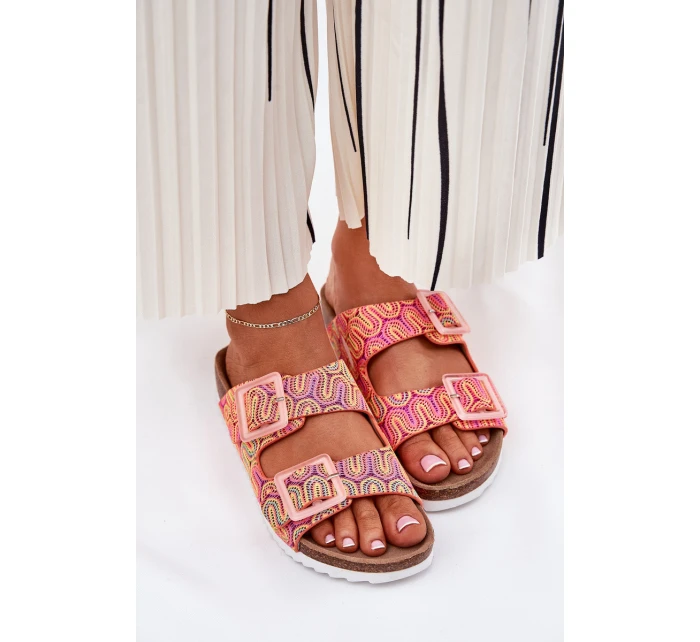 Dámské Pantofle S Přezkami A Leskem Oranžové S.Barski RB51-006