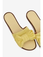 Dámské pantofle na nízkém podpatku s mašlí Žluté Amivelle