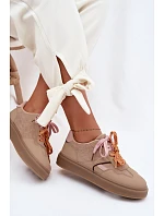 Dámské Tenisky S Dvojitými Šňůrkami Světle Hnědé Relisa Dámské Tenisky S Dvojitými Šňůrkami Světle Hnědé Relisa