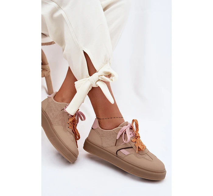 Dámské Tenisky S Dvojitými Šňůrkami Světle Hnědé Relisa Dámské Tenisky S Dvojitými Šňůrkami Světle Hnědé Relisa