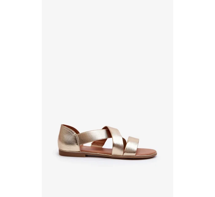 Kožené sandály se stahovací šňůrkou, zlatá Puglia Kožené sandály se stahovací šňůrkou, zlatá Puglia